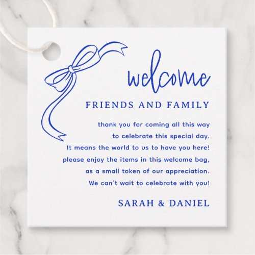 French Blue Wedding Welcome Gift Bag Basket Favor Tags