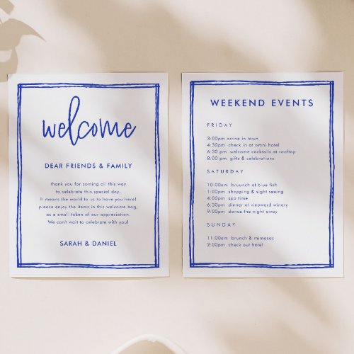 French Blue Welcome Letter Timeline Itinerary