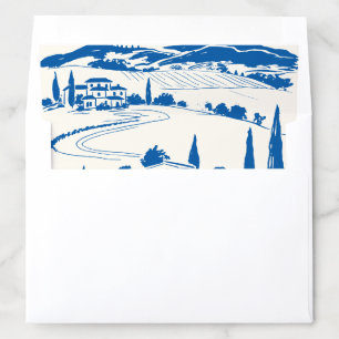 French Blue Whimsical Countryside and Chateaux Envelope Liner