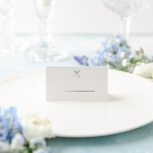 French Blue Whimsical Hand Drawn Bow Wedding Place Card