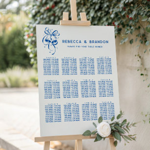 French Blue Whimsical Wedding Bells Seating Sign, Foam Board