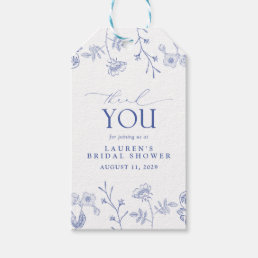 French Blue &amp; White Floral Bridal Shower Personal Gift Tags