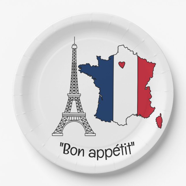 French Blue white red  Themed for Birthday Party Paper Plates (Front)