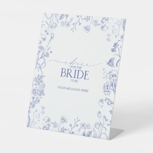 French Blue  White Shower Advice To The Bride Pedestal Sign