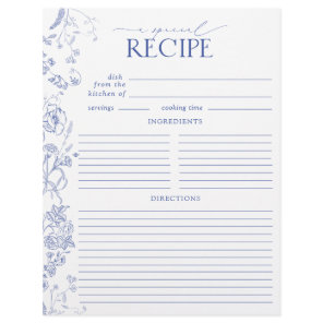French Blue & White Shower Recipe Binder Page