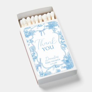 French Blue White Toile Bear Baby Shower Thank  Matchboxes