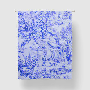 French Blue White Toile Chinoiserie Rustic Style Blackout Curtains