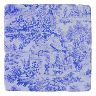 French Blue White Toile Chinoiserie Rustic Style Trivet