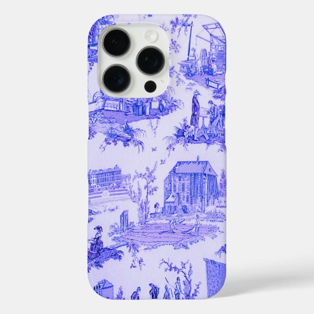 French Blue White Toile Chinoiserie Style Rustic  Case-Mate iPhone Case (Back)