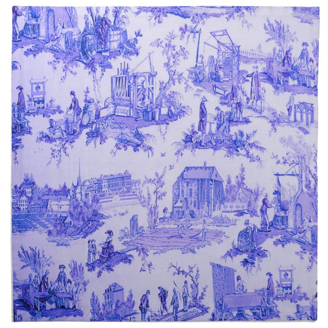 French Blue White Toile Chinoiserie Style Rustic  Cloth Napkin (Front)