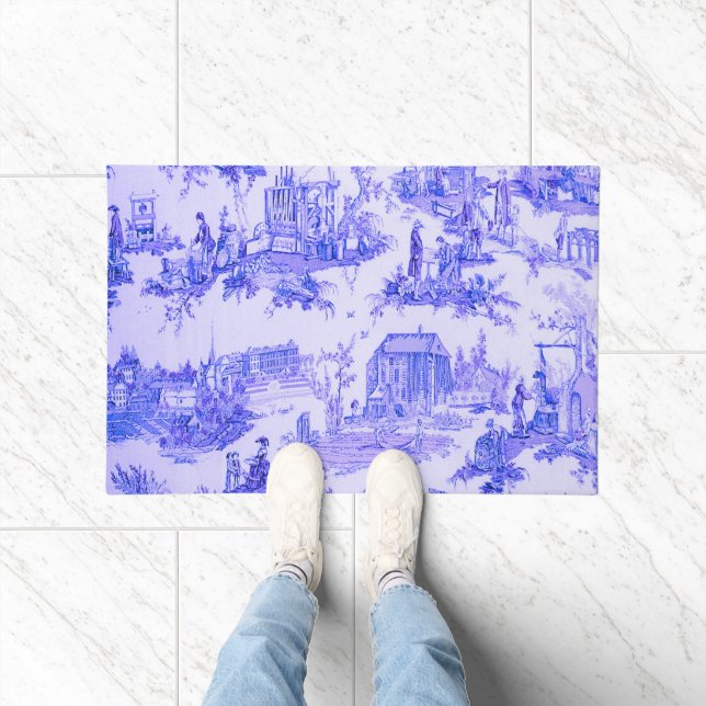 French Blue White Toile Chinoiserie Style Rustic  Doormat (Indoor)