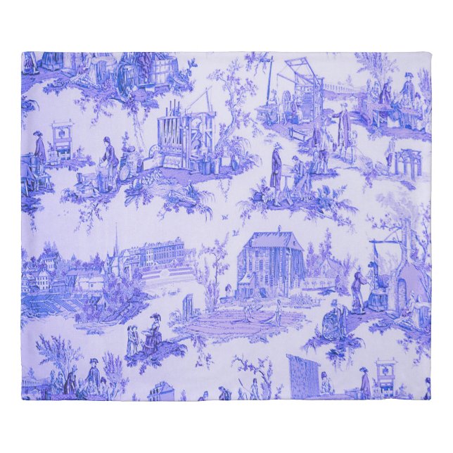 French Blue White Toile Chinoiserie Style Rustic  Duvet Cover (Front)