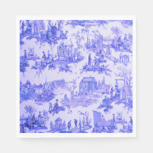 French Blue White Toile Chinoiserie Style Rustic Napkins