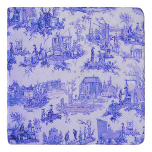 French Blue White Toile Chinoiserie Style Rustic  Trivet