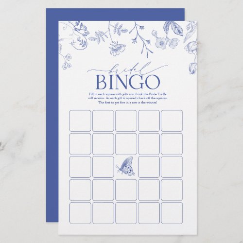 French Blue  White Victorian Bridal Bingo Game