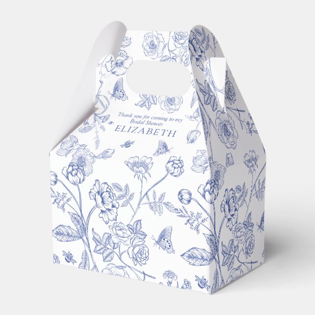 French Blue & White Victorian Bridal Shower Favor Boxes (Front Side)