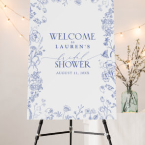 French Blue White Victorian Bridal Shower Welcome Foam Board