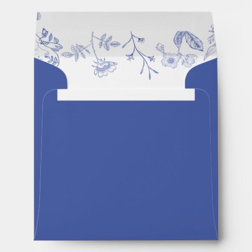 French Blue  White Victorian Floral Bridal Shower Envelope