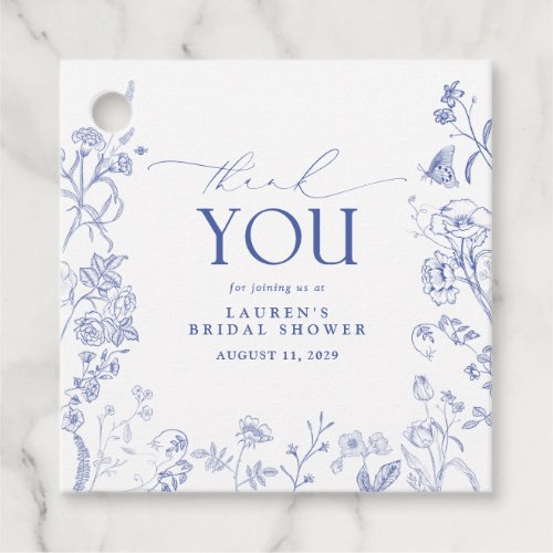 French Blue  White Victorian Floral Bridal Shower Favor Tags
