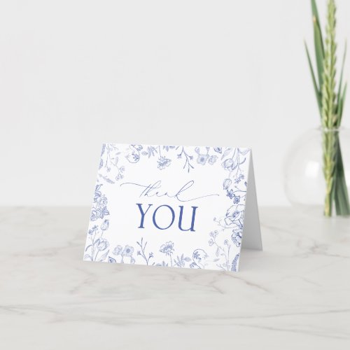 French Blue  White Victorian Floral Thank You