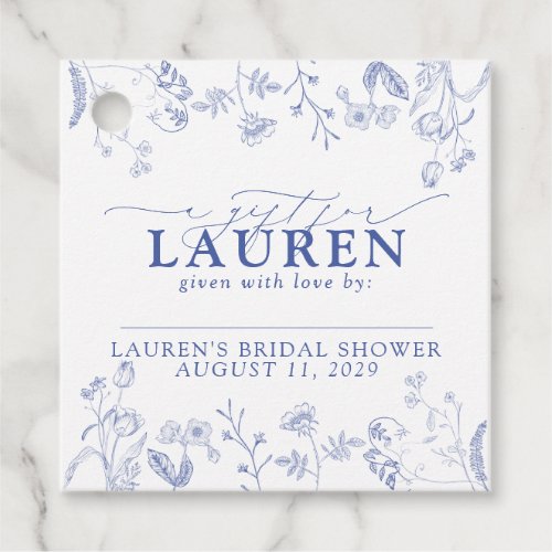 French Blue  White Victorian Shower Favor Tags