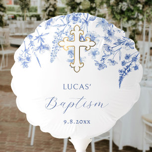 French Blue Wildflowers Baptism Balloon