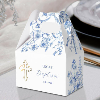 French blue wildflowers Baptism Favor Boxes