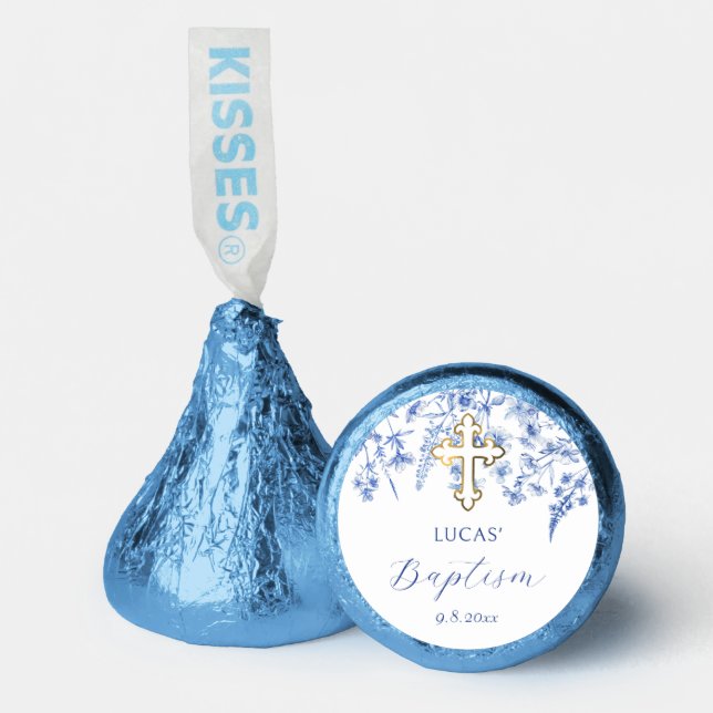 French Blue Wildflowers Baptism Hershey®'s Kisses® (Front)