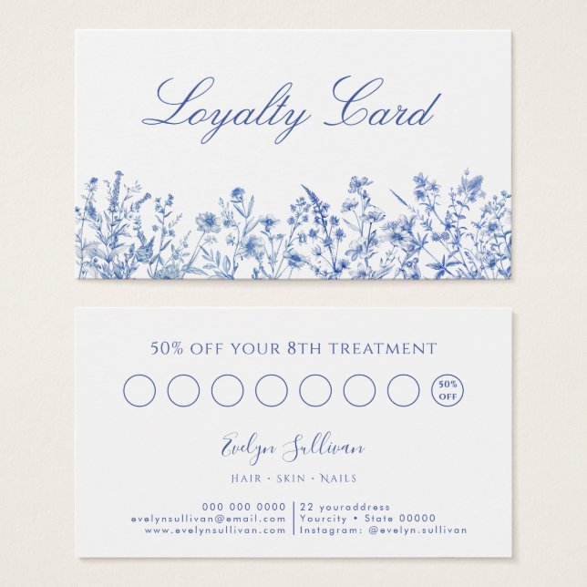 French blue wildflowers loyalty card (Front & Back)