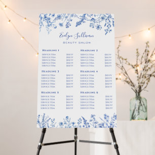 French Blue Wildflowers Price List Foam Board