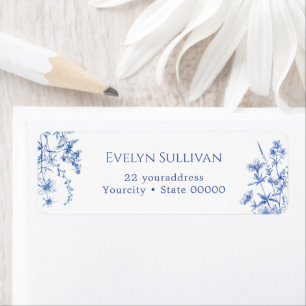 French blue wildflowers return address label