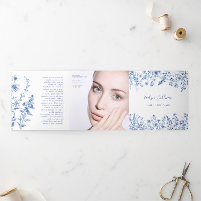 French blue wildflowers trifold brochure (Outside)