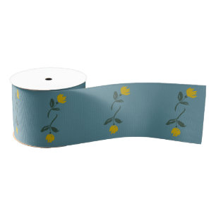 French Blue + Yellow Floral Ribbon