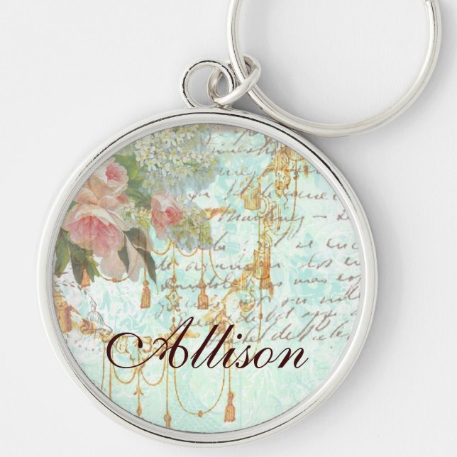 French Bluebird & Tassels Keychain (Front)