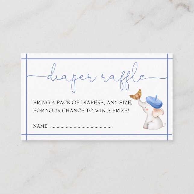 French Bonjour Bebe Blue Boy Diaper Raffle Enclosure Card (Front)