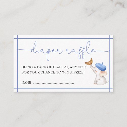 French Bonjour Bebe Blue Boy Diaper Raffle Enclosure Card