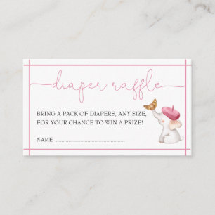 French Bonjour Bebe Pink Girl Diaper Raffle Enclosure Card