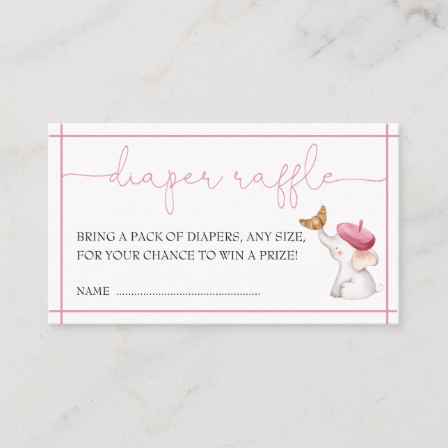 French Bonjour Bebe Pink Girl Diaper Raffle  Enclosure Card (Front)