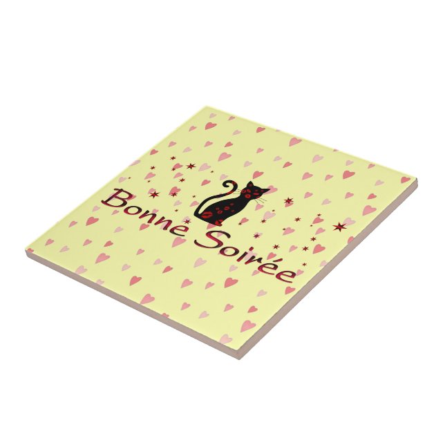 French:Bonne Soiree Ceramic Tile (Side)
