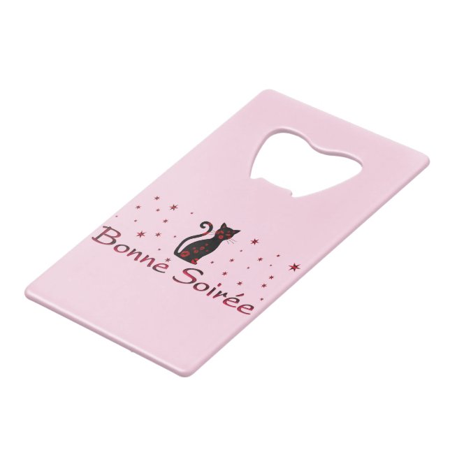 French:Bonne Soiree Credit Card Bottle Opener (Back Angled)