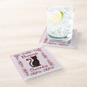 French:Bonne Soiree Glass Coaster