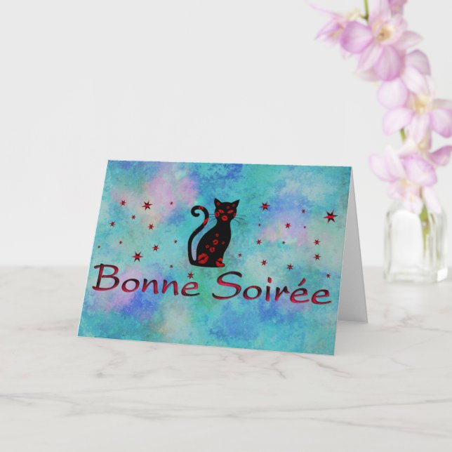 French:Bonne Soiree Greeting Card (Orchid)