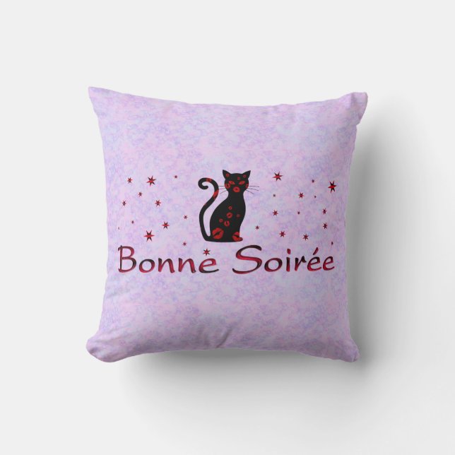 French:Bonne Soiree Throw Pillow (Front)