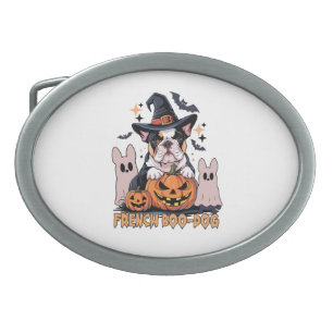 French Boo Dog Cute Frenchie Halloween Ghost Dog T Belt Buckle