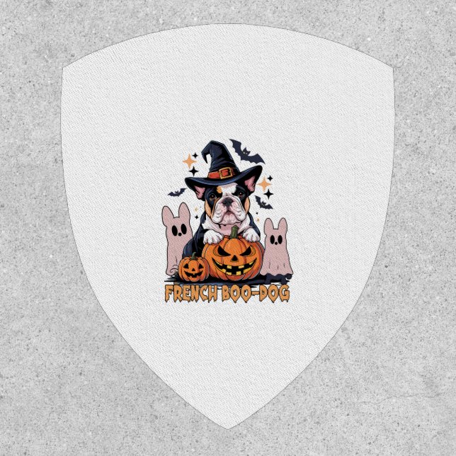 French Boo Dog Cute Frenchie Halloween Ghost Dog T Patch (Front)