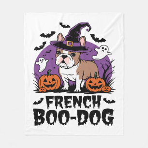 French Boo Dog – the Spookiest Pup Fleece Blanket