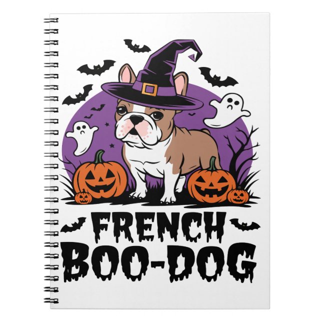 French Boo Dog – the Spookiest Pup Notebook (Front)