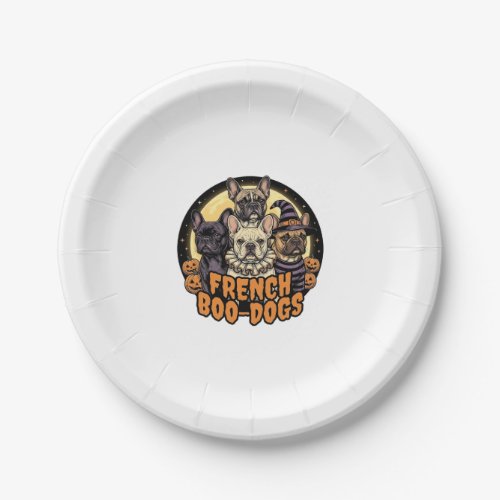 French Boo-Dogs Halloween French Bulldog Design_1 Paper Plates