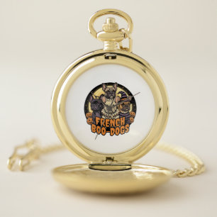French Boo-Dogs Halloween French Bulldog Design_1 Pocket Watch