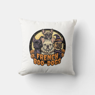 French Boo-Dogs Halloween French Bulldog Design_1 Throw Pillow